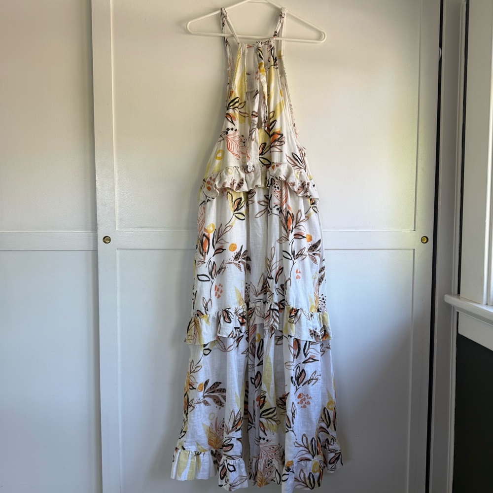 Free People Anita Printed Maxi Dress Ivory Floral Ruffle Tiered Boho Size Small - Picture 5 of 10